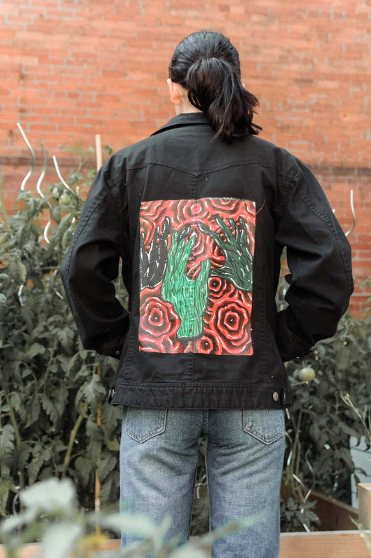 Roses Upcycled Denim Jacket